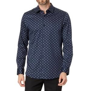 Ted Baker Ardea Pen Dot Slim Fit Button-Up Shirt Long Sleeve Navy Sz 5 XL New